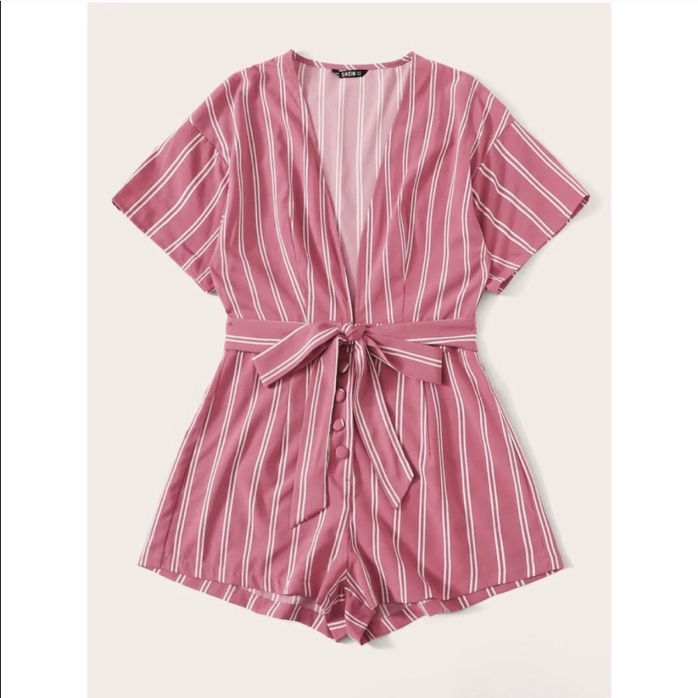 Pink Striped Romper